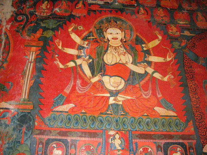 Wall paintings at Tsaparang temple.